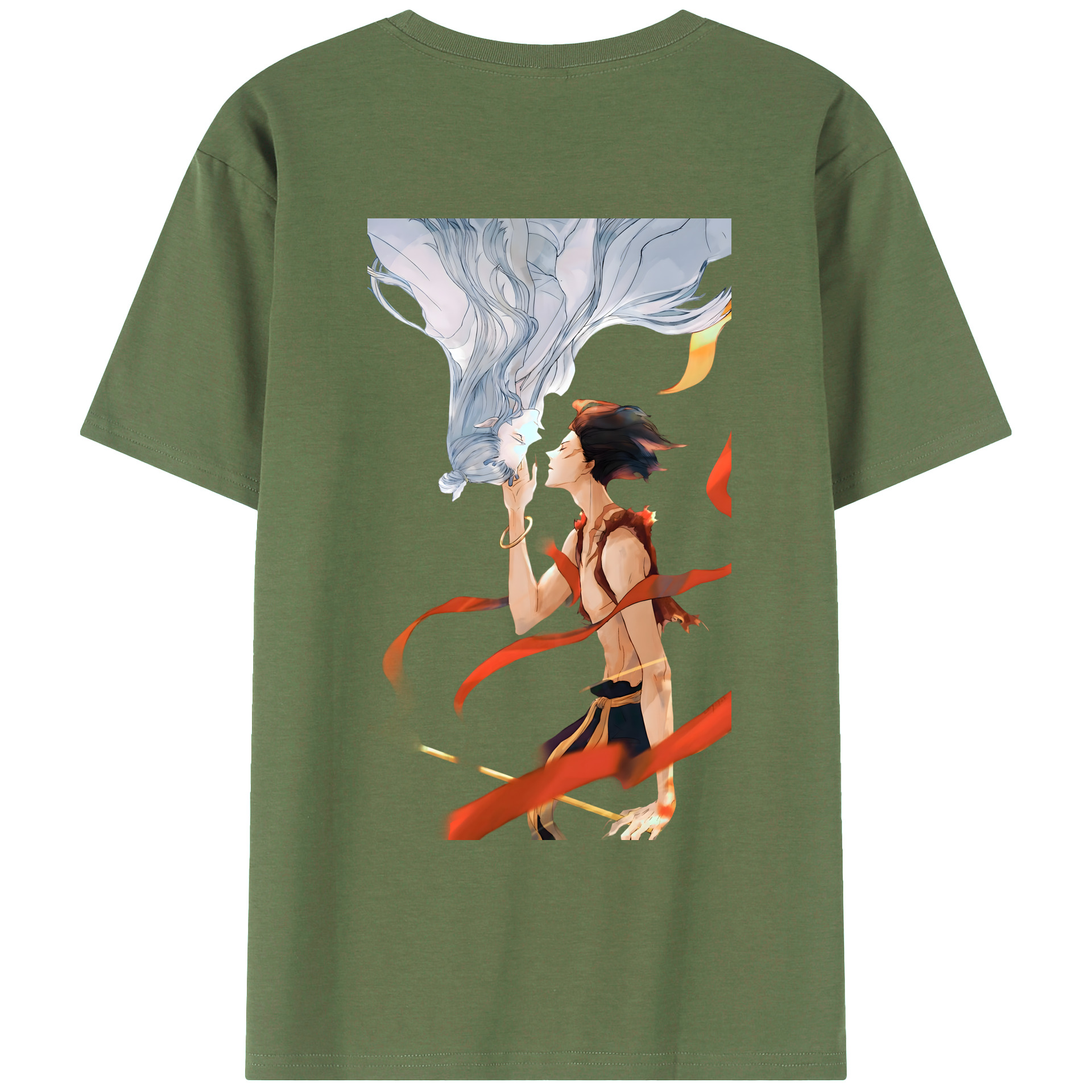 （画像用） Ne Zha 2 ナタ 魔童の大暴れ 綿100％ メンズ半袖Tシャツ（バックプリント） 通気性